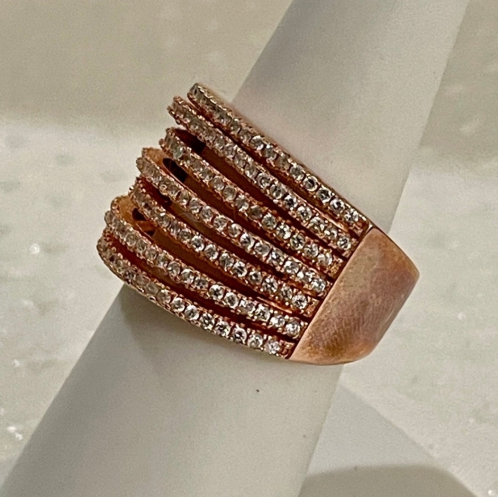Natural White Zircon (Not Cubic Zirconia) 18k RG over Sterling Silver Sz 7! ✨️ - Picture 8 of 8